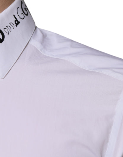 Dolce & Gabbana Weißes Logo-Baumwollhemd für Herren GOLD