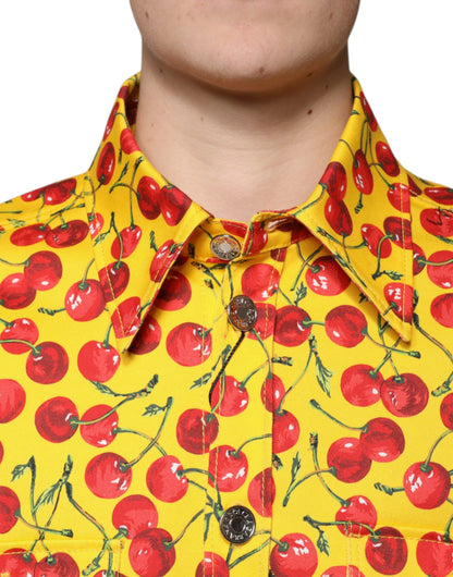 Dolce & Gabbana Gelbe Kirsche Button Down Herren Freizeithemd