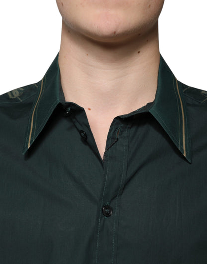 Dolce & Gabbana Grünes Logo-Langarmhemd MARTINI Freizeithemd