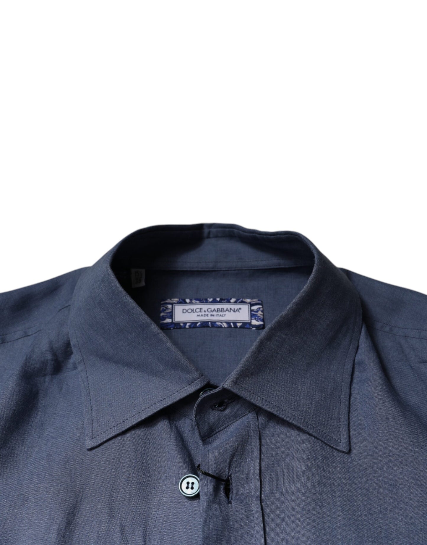 Dolce & Gabbana Blaues Logo Langarm-Button-Down Freizeithemd