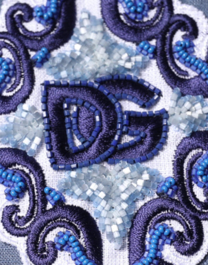 Dolce & Gabbana Blaues Logo Langarm-Button-Down Freizeithemd