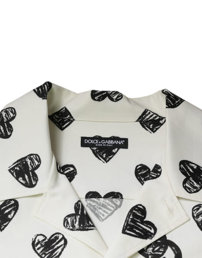 Dolce & Gabbana Weißes Herz Print Kurzarm Freizeithemd