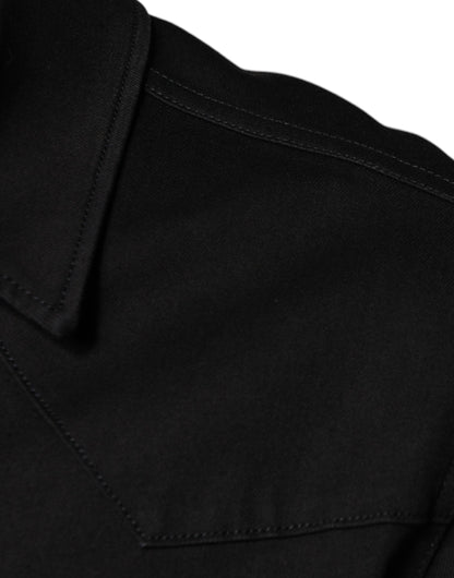 Dolce & Gabbana Schwarzes Button-Down-Hemd aus Baumwolle mit Kragen