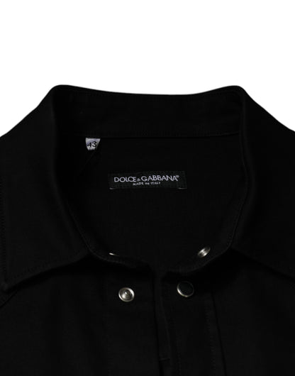Dolce & Gabbana Schwarzes Button-Down-Hemd aus Baumwolle mit Kragen