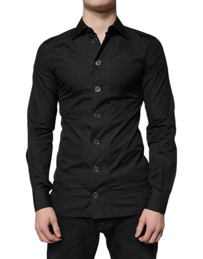 Dolce & Gabbana Schwarzes Baumwollhemd mit langen Ärmeln für formelle Anlässe