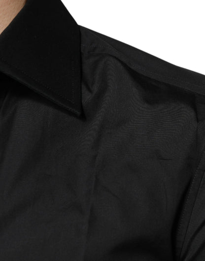 Dolce & Gabbana Schwarzes Baumwollhemd mit langen Ärmeln für formelle Anlässe