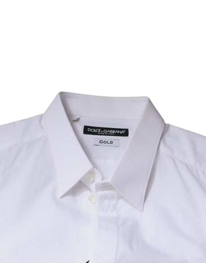 Dolce & Gabbana Weißes Logo-Baumwollhemd für Herren GOLD