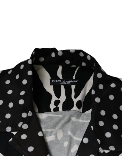 Dolce & Gabbana Schwarz Weiß Zebra Button Down Hemd in Übergröße