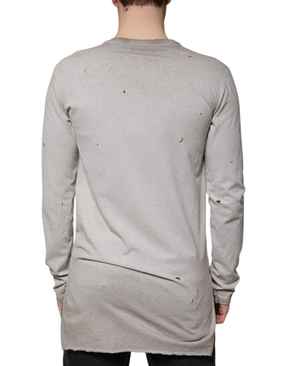 Dolce & Gabbana Grauer bedruckter Pullover aus Baumwolle mit Rundhalsausschnitt