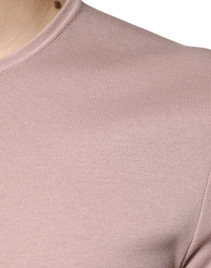 Dolce & Gabbana Braunes Baumwoll-T-Shirt mit kurzen Ärmeln und Rundhalsausschnitt
