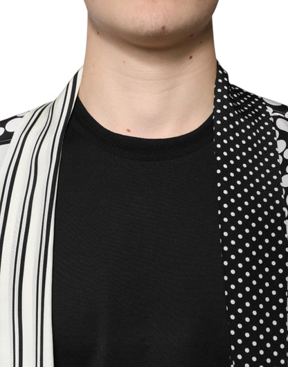 Dolce & Gabbana Schwarz Weiß Polka Dots Seide Männer Freizeithemd