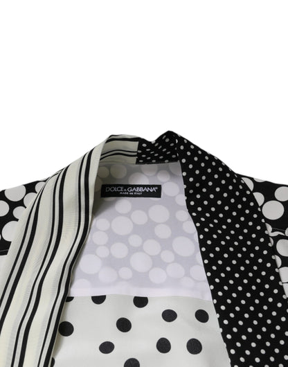 Dolce & Gabbana Schwarz Weiß Polka Dots Seide Männer Freizeithemd