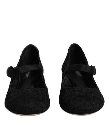 Dolce & Gabbana Schwarz Mary Jane Taormina Spitze Pumps Schuhe