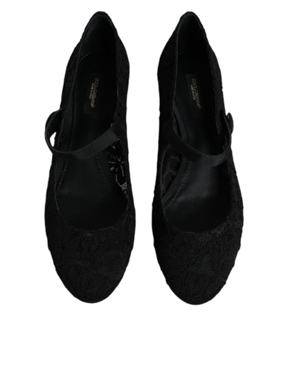 Dolce & Gabbana Schwarz Mary Jane Taormina Spitze Pumps Schuhe