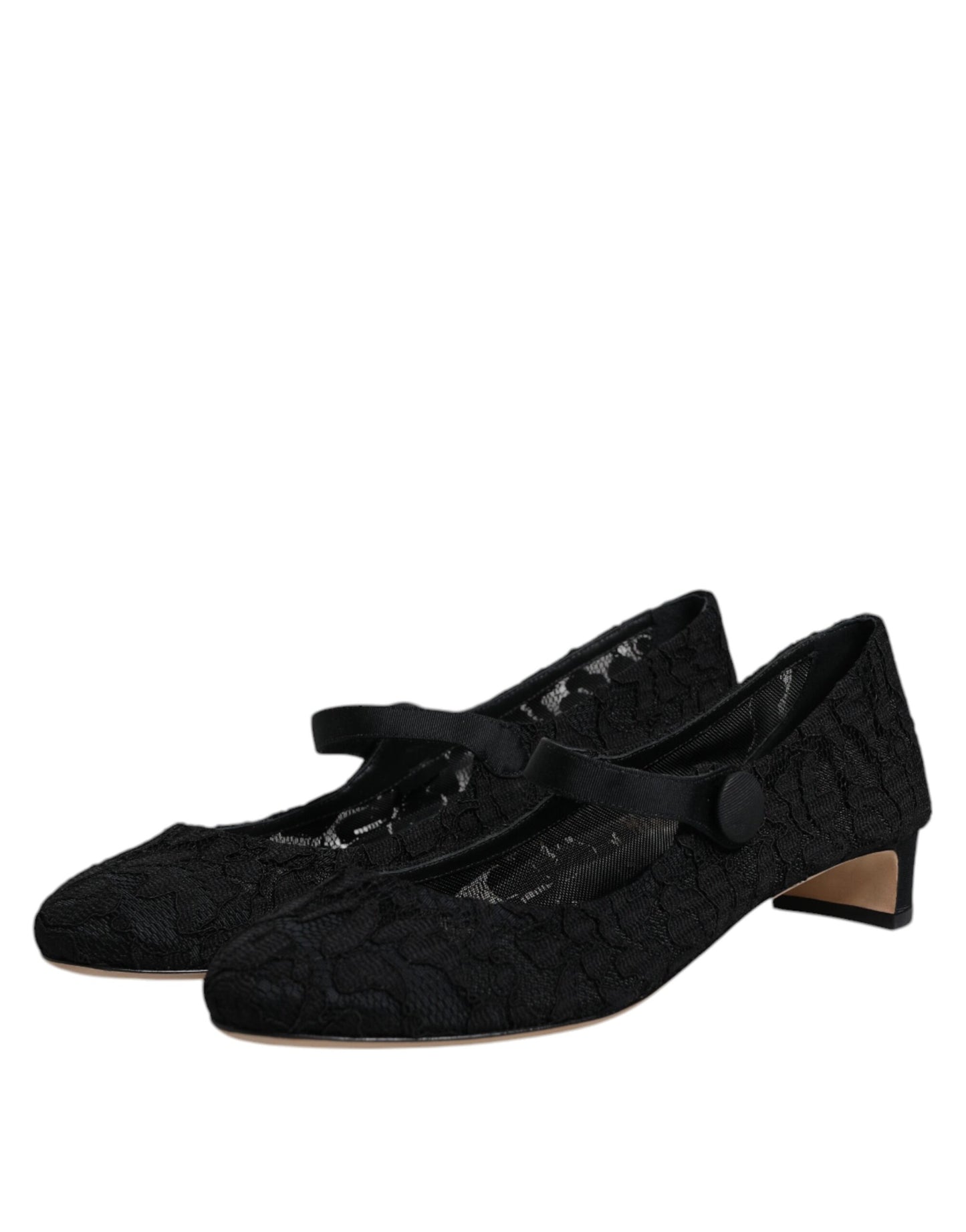 Dolce & Gabbana Schwarz Mary Jane Taormina Spitze Pumps Schuhe
