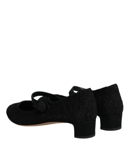 Dolce & Gabbana Schwarz Mary Jane Taormina Spitze Pumps Schuhe