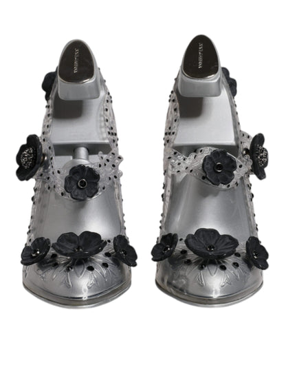 Dolce & Gabbana Klar Floral Kristall CINDERELLA Heels Schuhe
