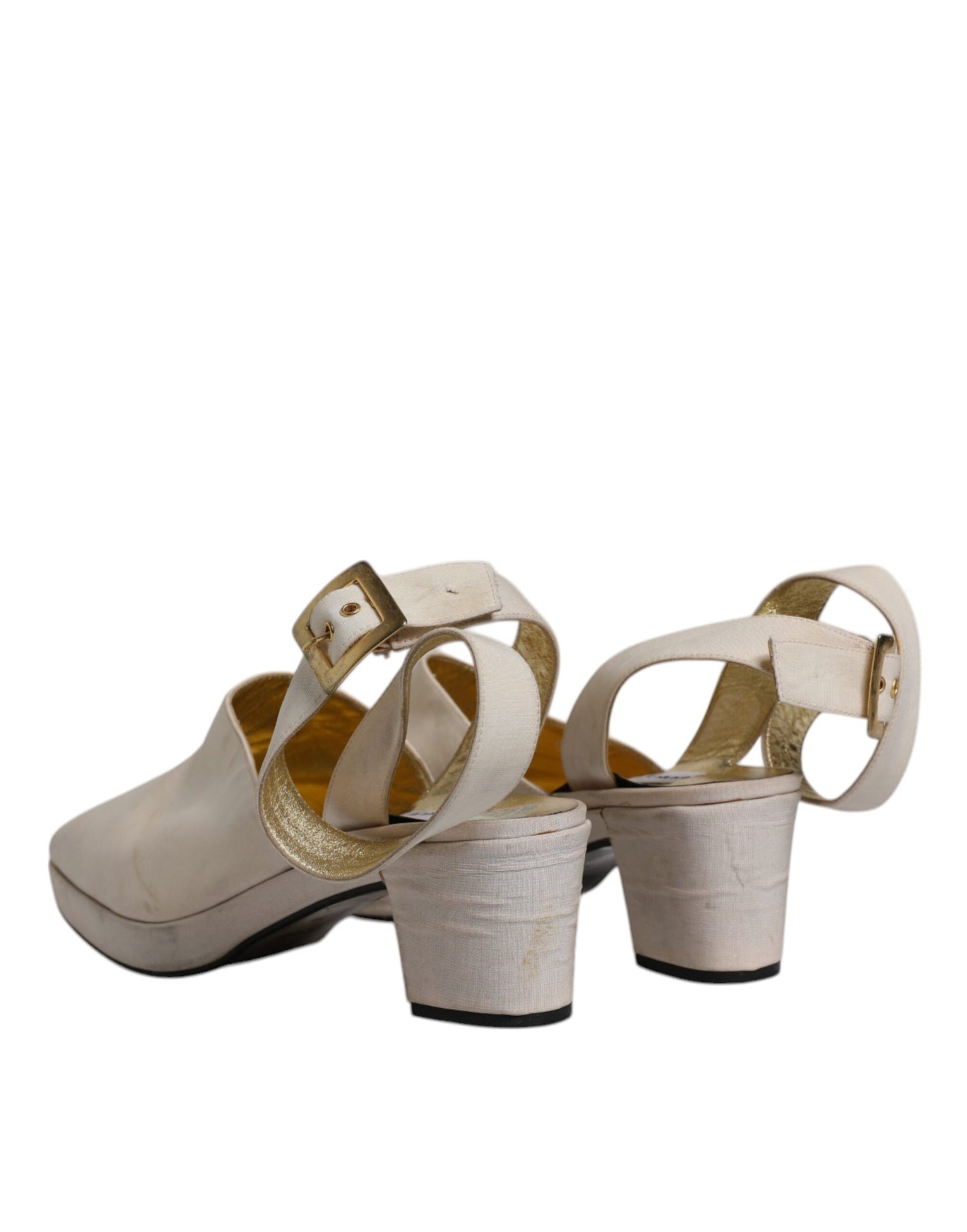 Dolce & Gabbana Aus Weiß Block Absätze Slingback Sandalen Schuhe
