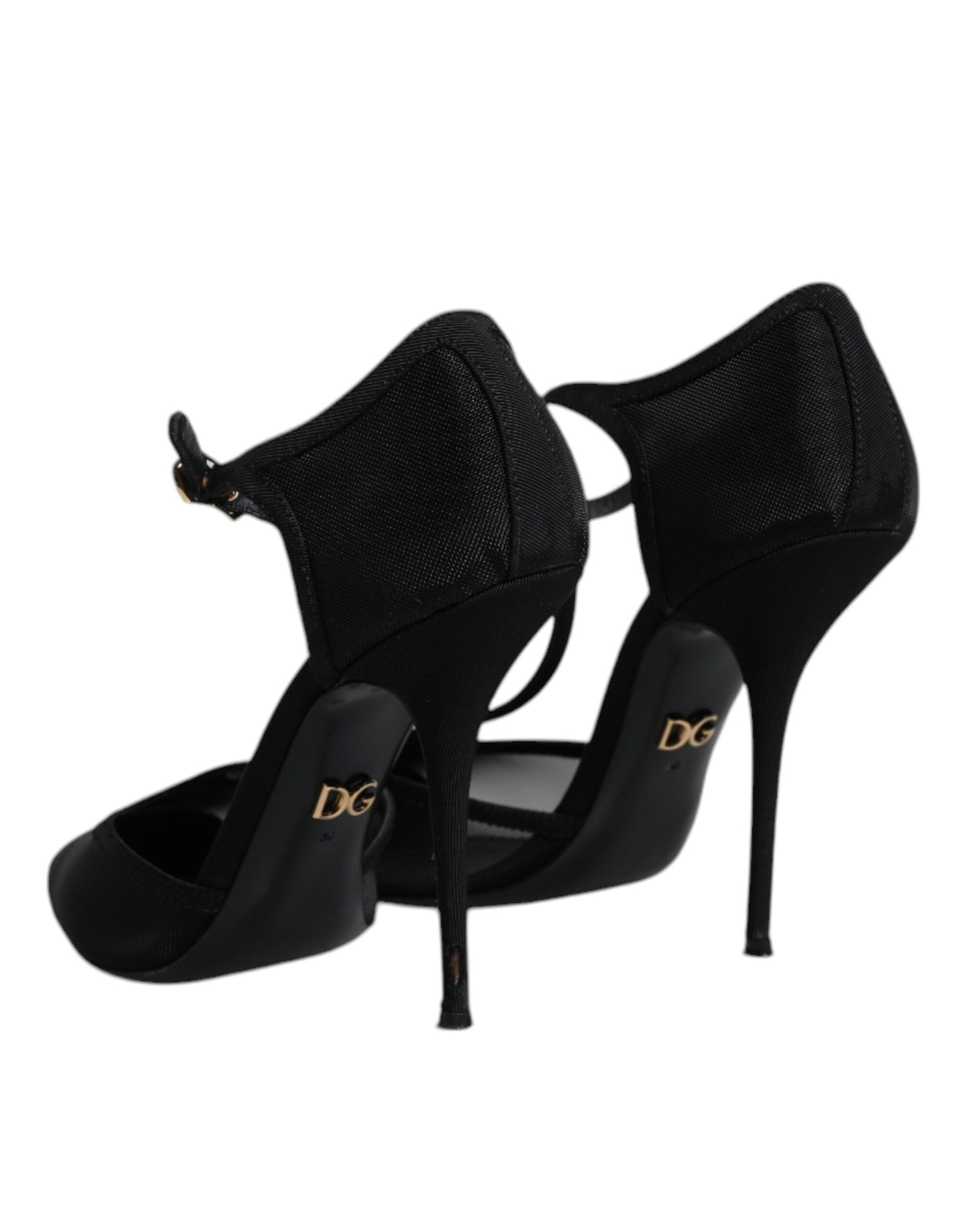 Dolce & Gabbana Schwarz Mesh T-strap Stiletto High Heels Schuhe