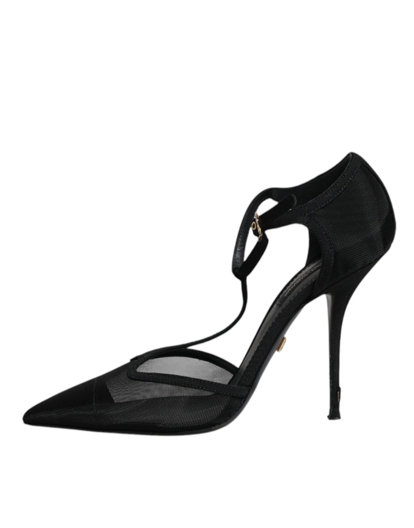 Dolce & Gabbana Schwarz Mesh T-strap Stiletto High Heels Schuhe