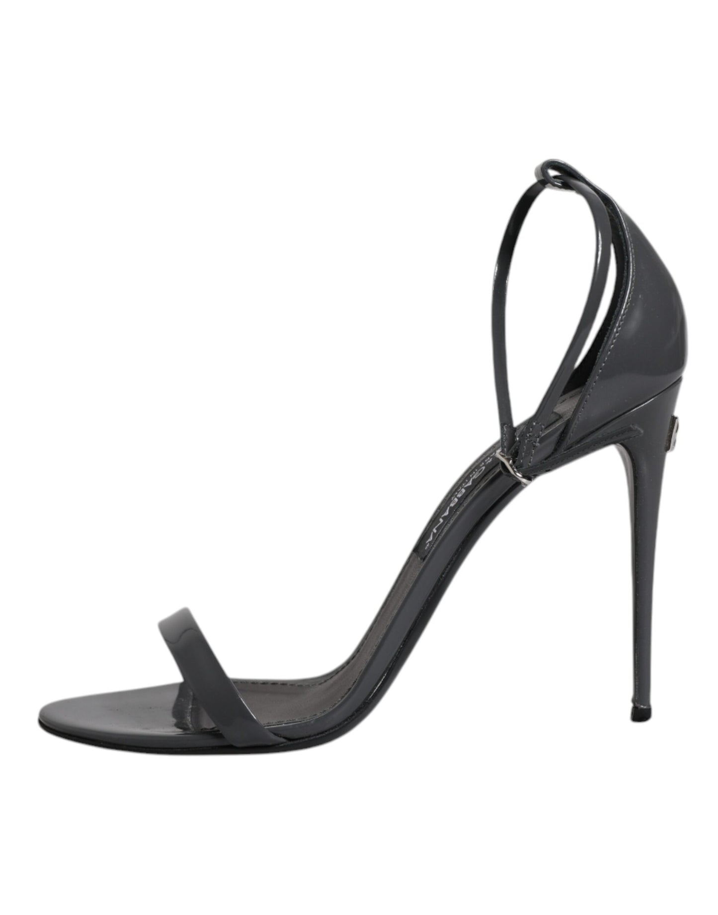 Dolce & Gabbana Graue Leder Knöchelriemen Absatz Sandalen Schuhe