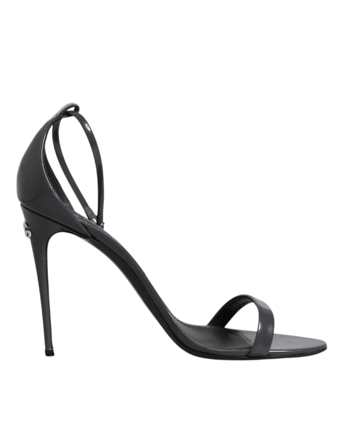 Dolce & Gabbana Graue Leder Knöchelriemen Absatz Sandalen Schuhe