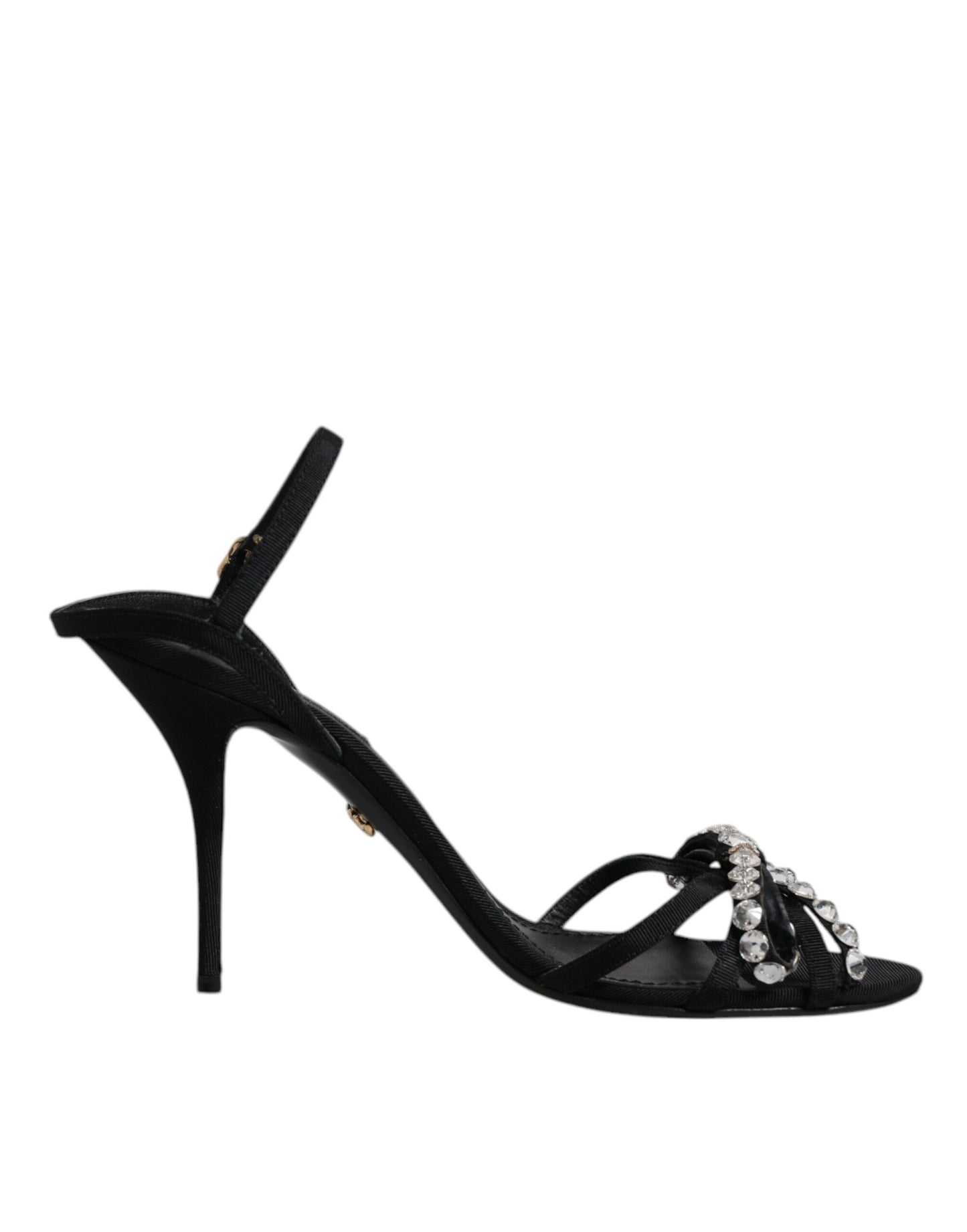 Dolce & Gabbana Schwarz Leder Kristall Schleife KEIRA Sandalen Schuhe