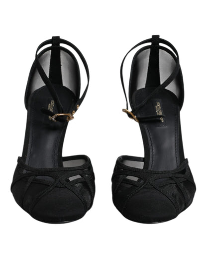 Dolce & Gabbana Schwarz Mesh Knöchelriemen Heels Pumps Schuhe