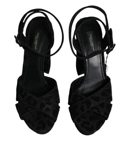Dolce & Gabbana Schwarz Leopard Plateau Heels Sandalen Schuhe