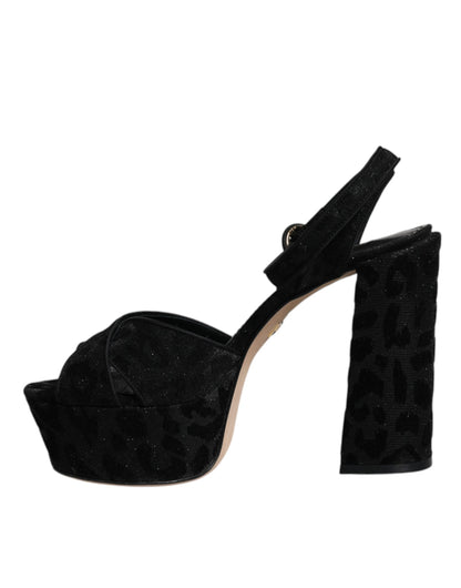 Dolce & Gabbana Schwarz Leopard Plateau Heels Sandalen Schuhe