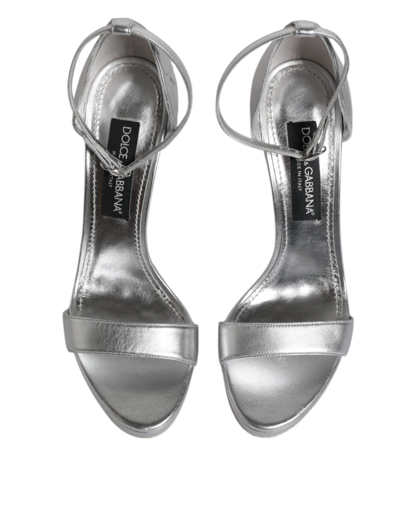 Dolce & Gabbana Silberne Leder Plateau Keira Sandalen Schuhe