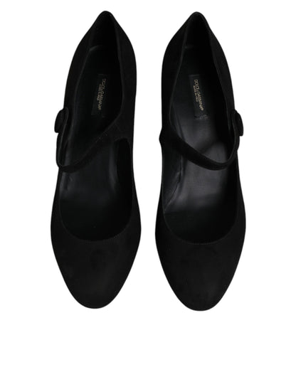 Dolce & Gabbana Schwarz Wildleder Leder Blockabsatz Pumps Schuhe