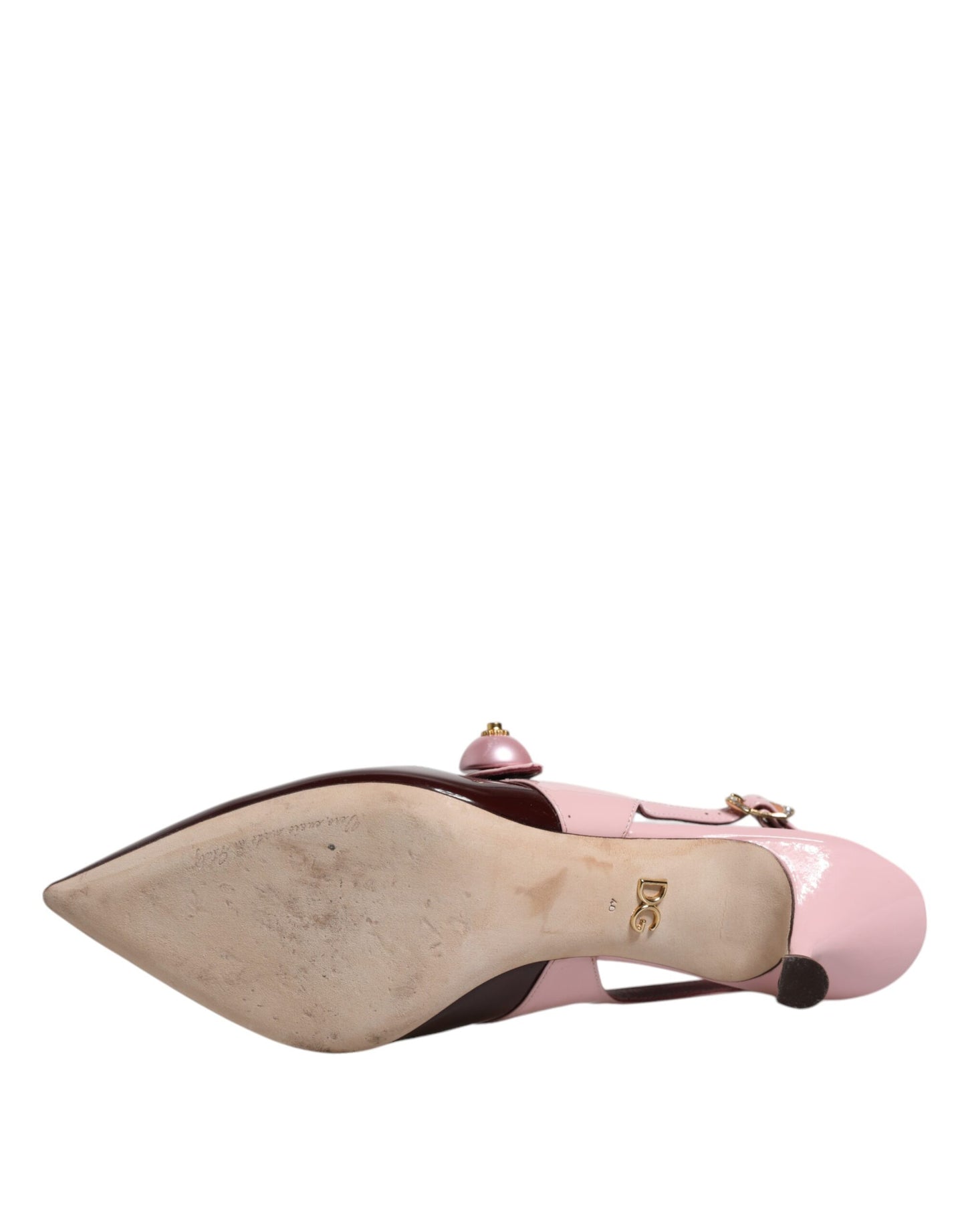 Dolce & Gabbana Rosa Maroon Leder Kitten Heels Slingbacks Schuhe