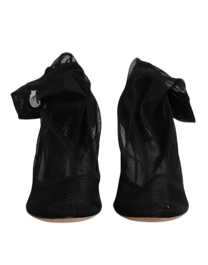 Dolce & Gabbana Schwarze Nylon Stretch Mesh Socke Stiefel Schuhe