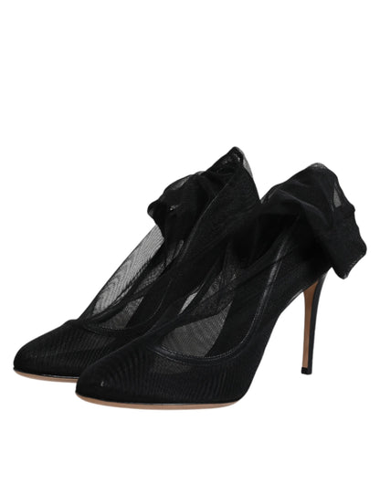 Dolce & Gabbana Schwarze Nylon Stretch Mesh Socke Stiefel Schuhe