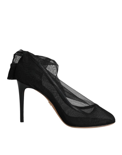 Dolce & Gabbana Schwarze Nylon Stretch Mesh Socke Stiefel Schuhe