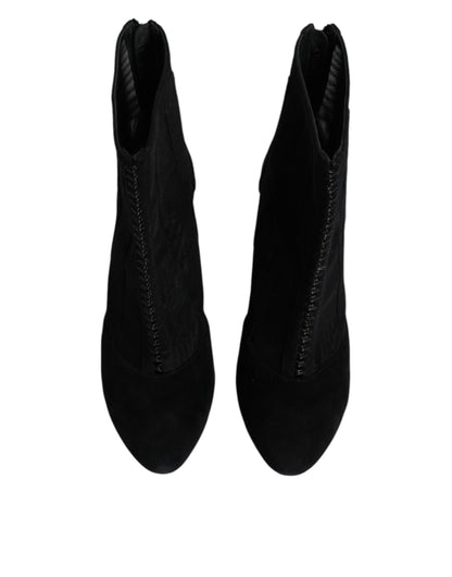Dolce & Gabbana Schwarz Mesh Stiletto Heels Stiefelette Schuhe