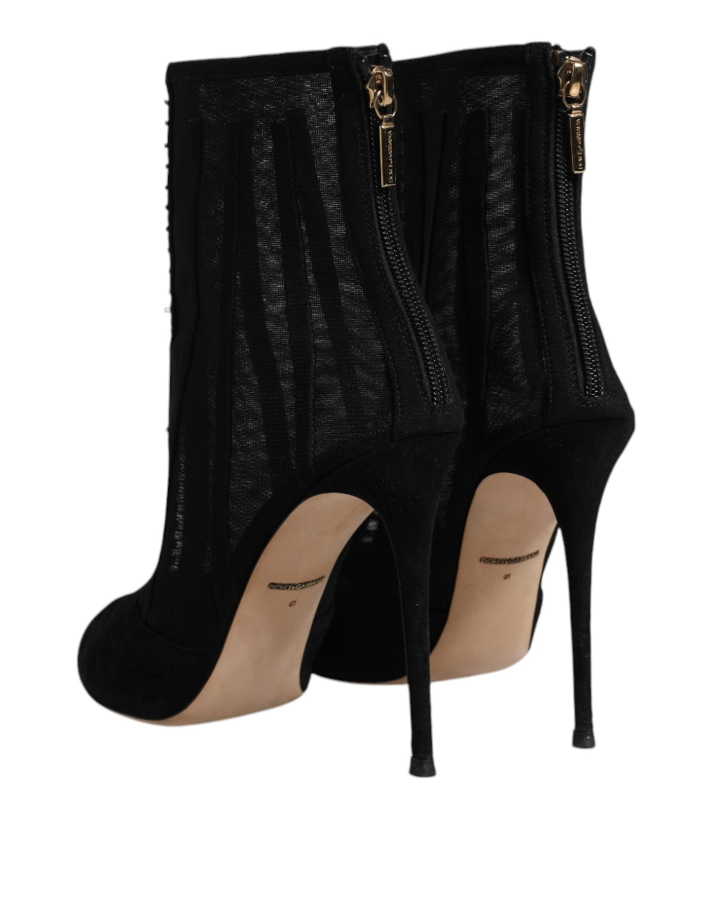 Dolce & Gabbana Schwarz Mesh Stiletto Heels Stiefelette Schuhe