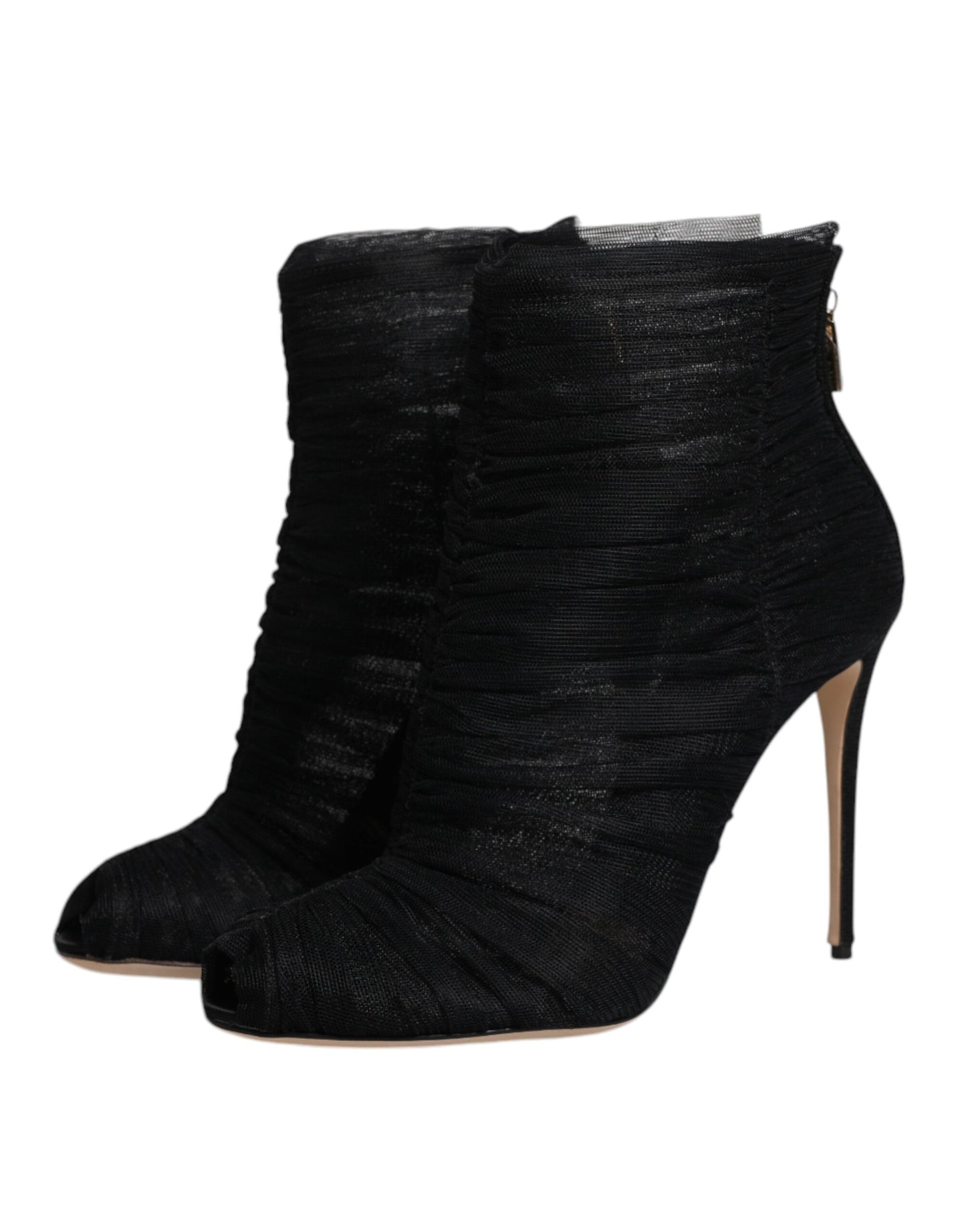 Dolce & Gabbana Schwarz Mesh Stiletto Heels Stiefelette Schuhe