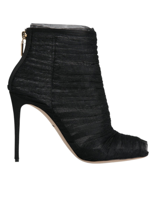 Dolce & Gabbana Schwarz Mesh Stiletto Heels Stiefelette Schuhe