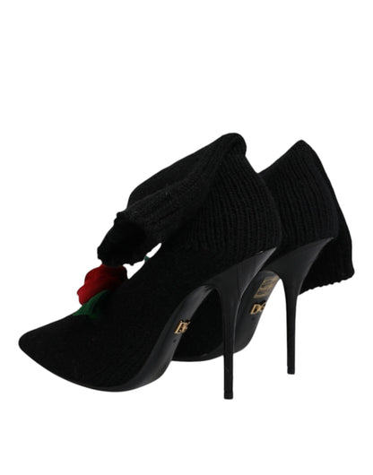 Dolce & Gabbana Schwarz Stiletto Heels Mid Calf Stiefel Schuhe