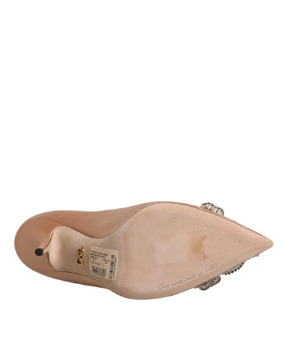 Dolce & Gabbana Beige Satin Kristall High Heels Pumps Schuhe