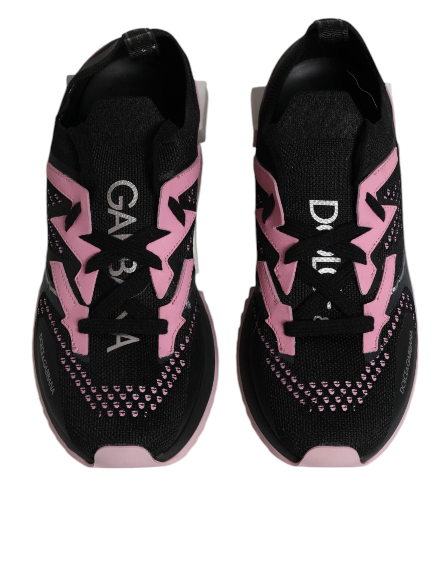 Dolce & Gabbana Schwarz Rosa SORRENTO Sport Stretch Turnschuhe Schuhe