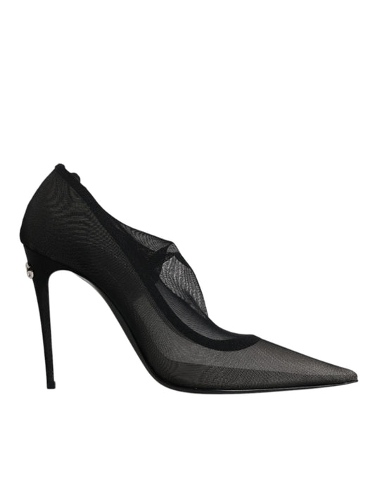 Dolce & Gabbana Schwarz Viskose Mesh Socke Stil Stiefel Schuhe