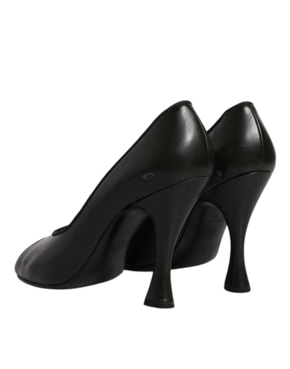 Dolce & Gabbana Grün Leder Peep Toe Heels Pumps Schuhe