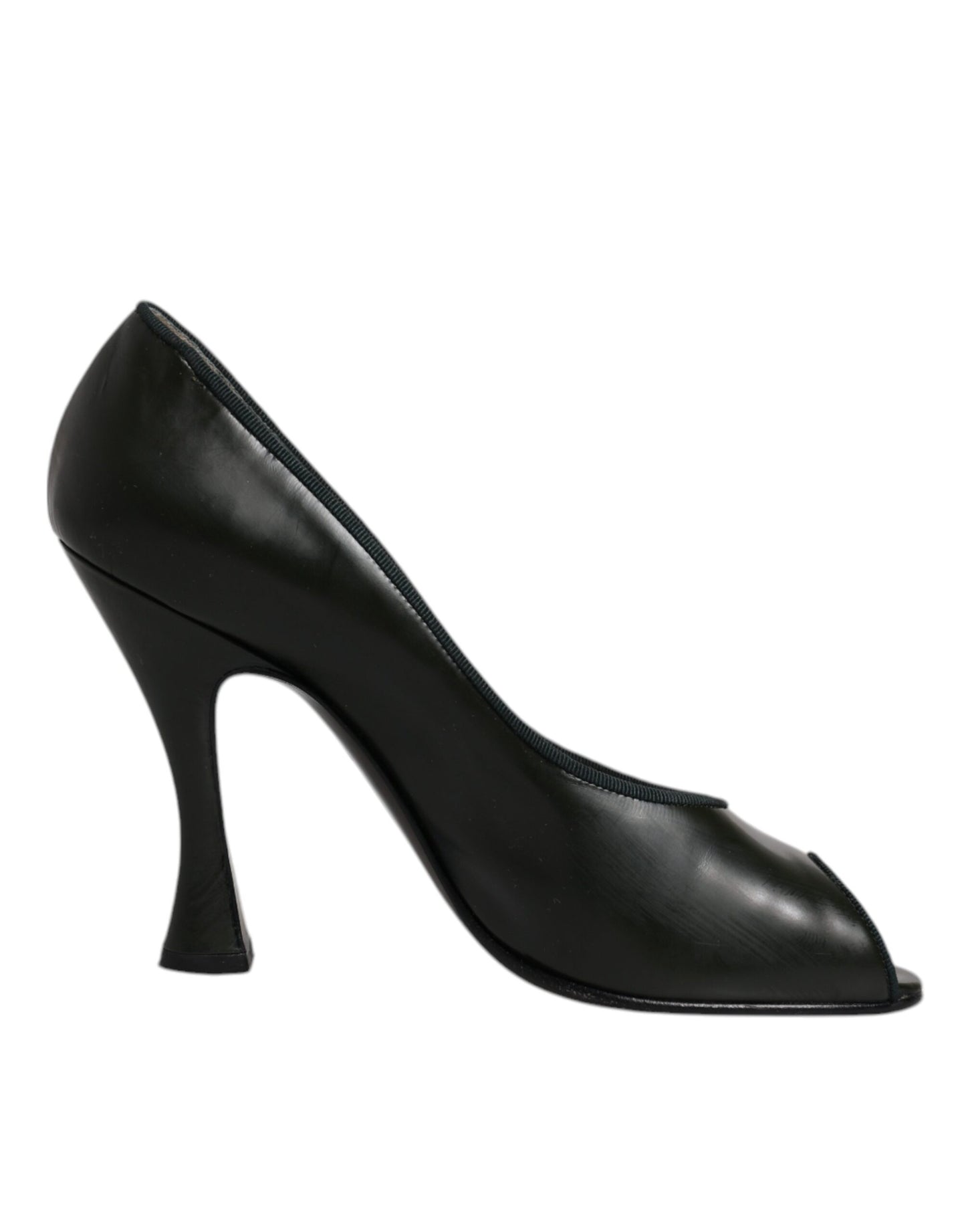 Dolce & Gabbana Grün Leder Peep Toe Heels Pumps Schuhe