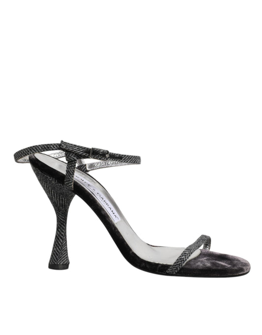 Dolce & Gabbana Schwarzer Knöchelriemen High Heels Sandalen Schuhe