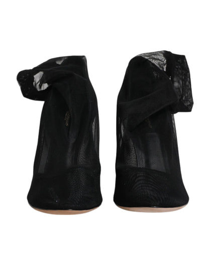 Dolce & Gabbana Schwarz Nylon Mesh Socke Stil Stiefel Schuhe