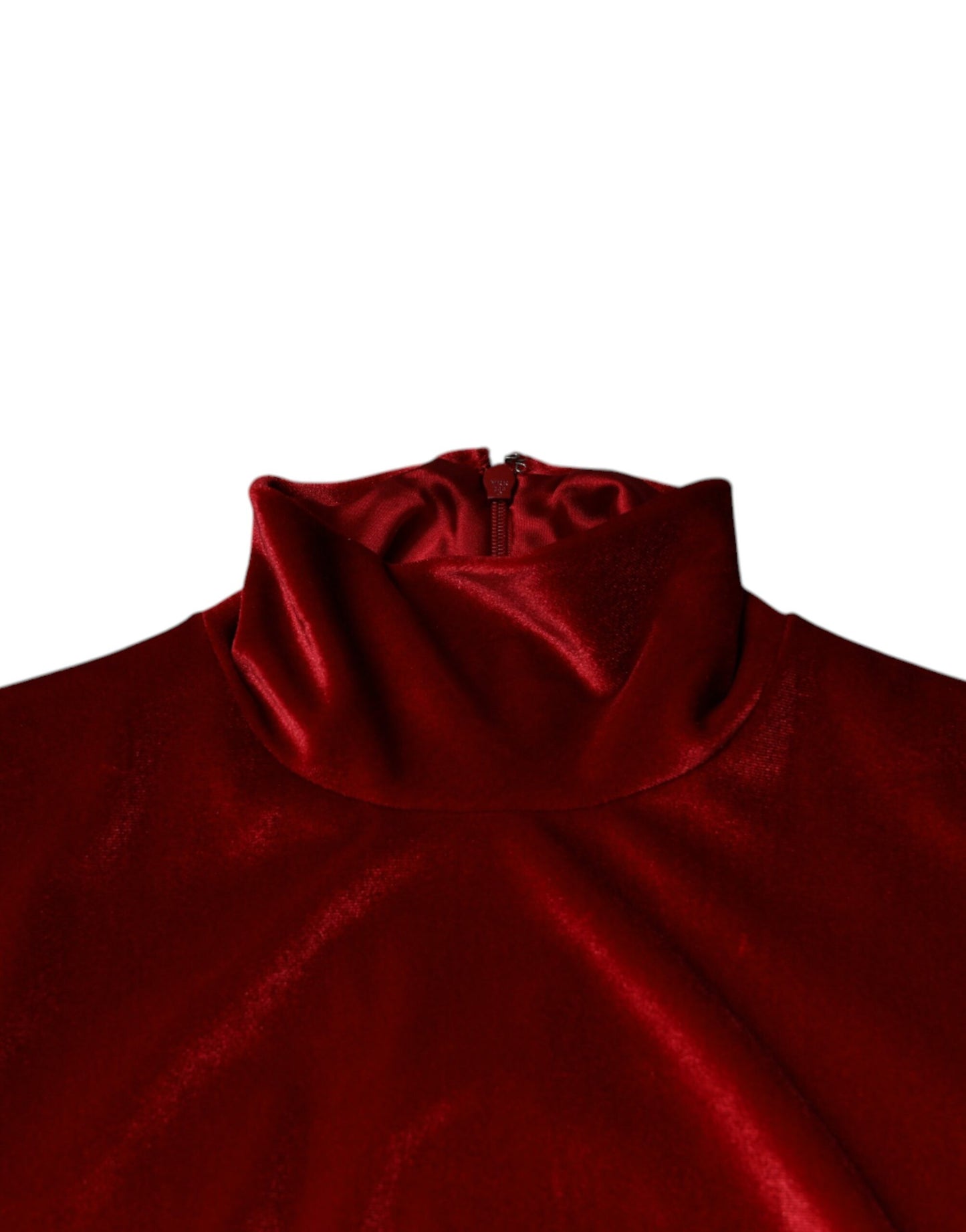 Dolce & Gabbana Rotes Samt-Bodycon-Minikleid mit langen Ärmeln