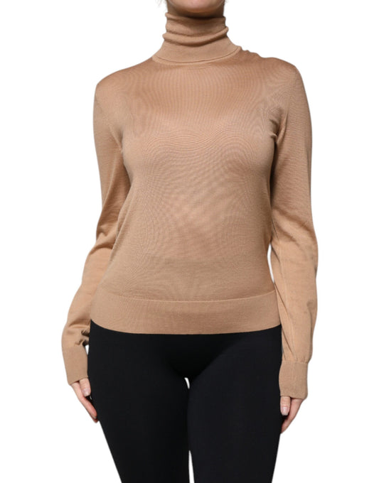 Dolce & Gabbana Brauner Rollkragenpullover mit langen Ärmeln